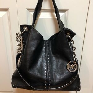 Michael Kors black leather handbag